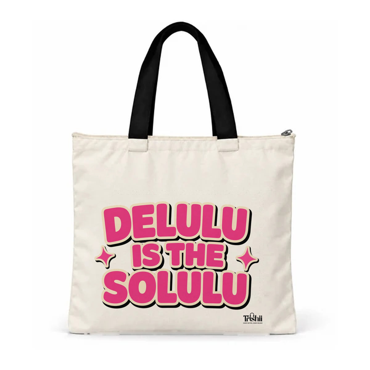 Trishii Delulu Is The Solulu Speak Series Tote, black strap