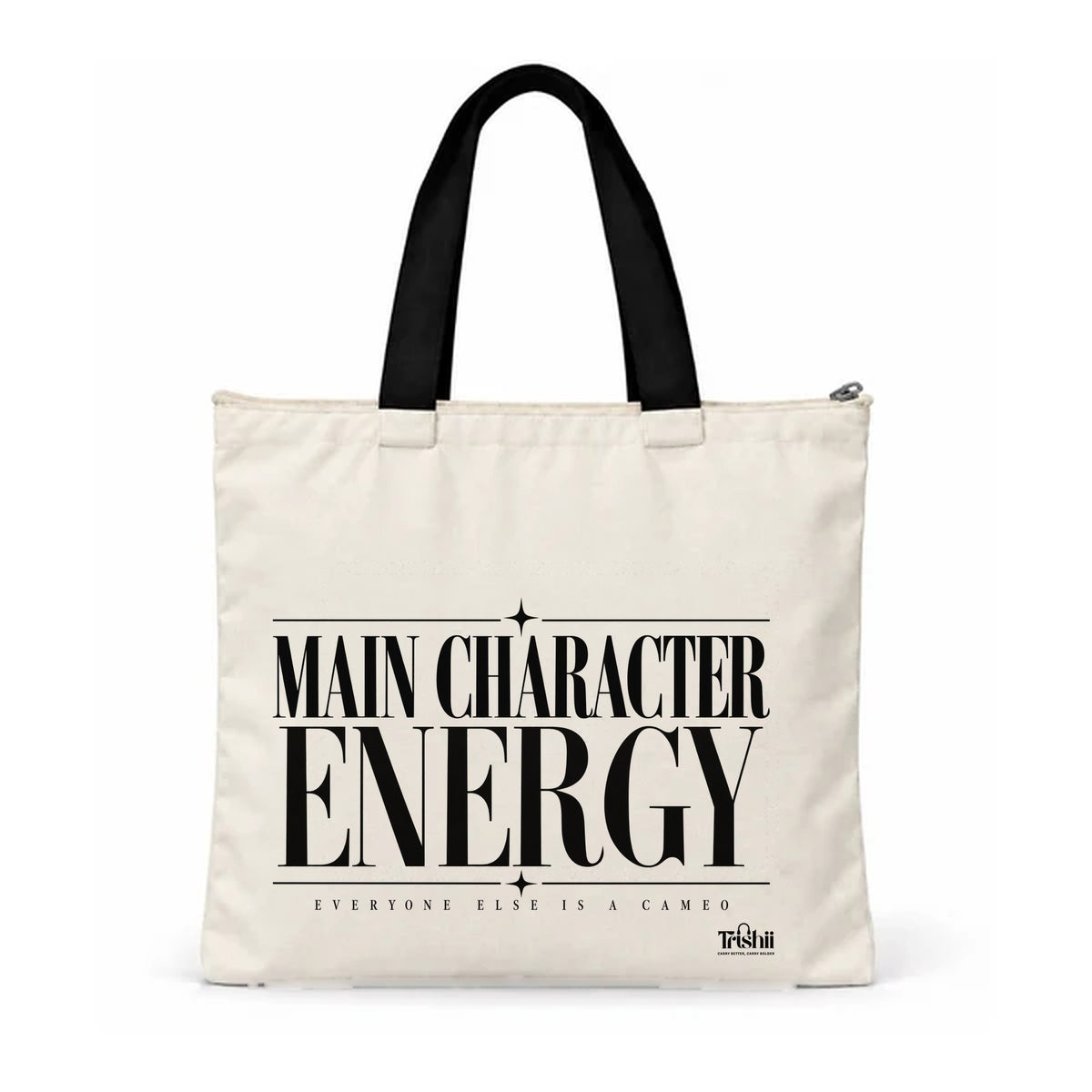 Trishii Main Character Energy Speak Series Tote, black strap