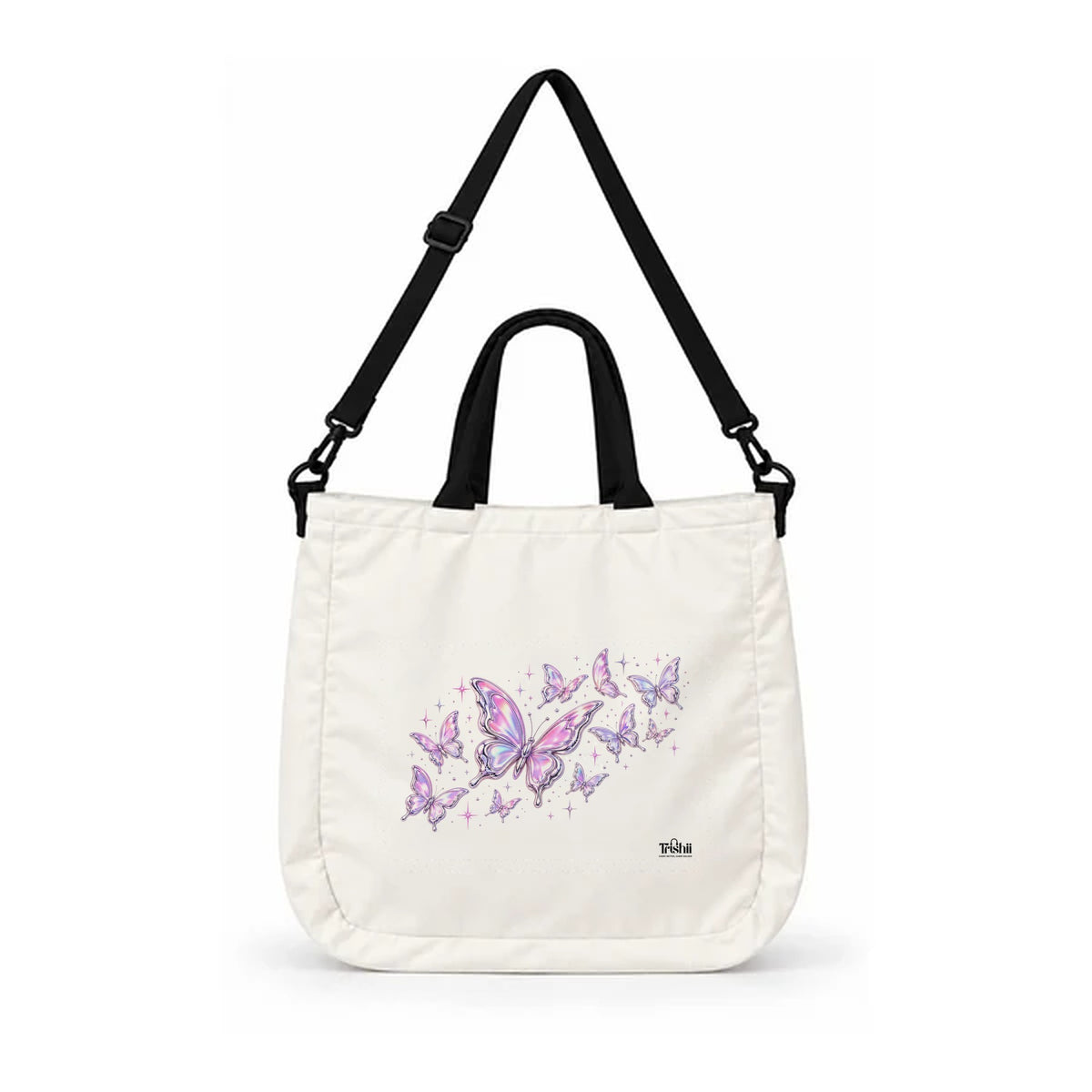 Trishii Y2K Butterfly Era Core Carry Tote, black strap