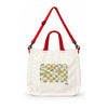 Trishii Checkerboard Daisy Core Carry Tote, red strap